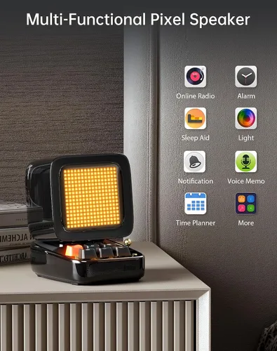 Vista 8 de Divoom Ditoo - Altavoz Bluetooth retro de arte pixelado con pantalla frontal de 16X16 LED controlada por aplicación (color negro)