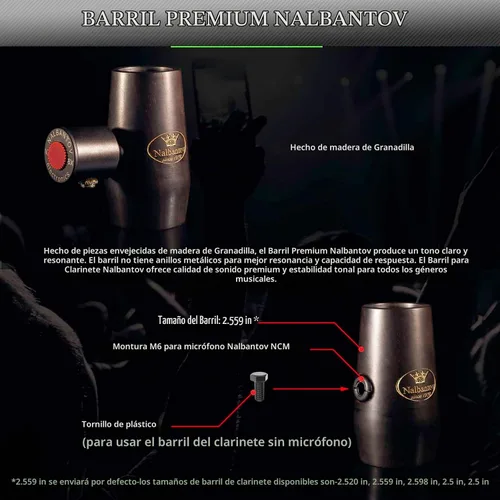 Vista 4 de Juego de micrófono para clarinete NCM 8X SC: sistema de recogida, barril de clarinete granadilla, cable y más