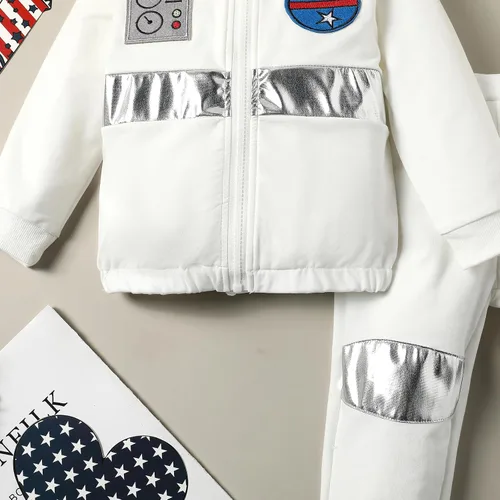 Vista 3 de Traje de astronauta para bebé, niño y niña, traje de Halloween, enterizo espacial con capucha, mameluco con capucha, ropa de cosplay
