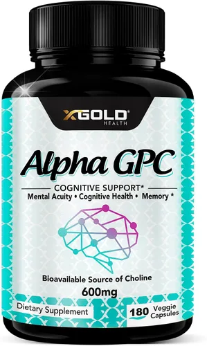 Vista 8 de X Gold Health Alpha GPC Colina 600 mg, suplemento nootrópico puro, 120 cápsulas vegetales, potenciador cognitivo para la memoria, salud cerebral