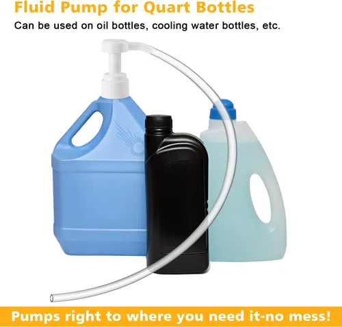 Vista 4 de Ouzorp Bomba de líquido para botellas de cuarto de galón – Bomba manual de 5 cc para transferencia de aceite, transmisión y líquido diferencial,
