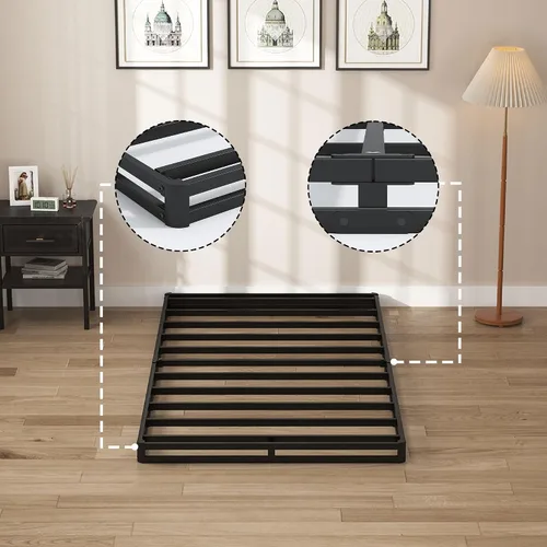 Vista 3 de SHOANED Resortes de caja de tamaño individual de 3 pulgadas - Base de colchón de perfil bajo sin ruido, base de cama de metal resistente con funda
