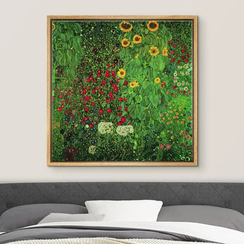 Vista 3 de wall26 Gustav Klimt - Lienzo decorativo para pared, diseño de jardín de girasoles, ilustraciones clásicas históricas, bellas artes, decorativo