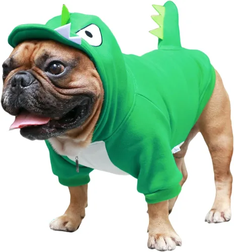 Vista 12 de iChoue - Disfraces para perros, suéteres divertidos, abrigos de invierno, sudaderas con capucha, Frenchie Pitbull Corgi, Pug Inglés, cachorro, S