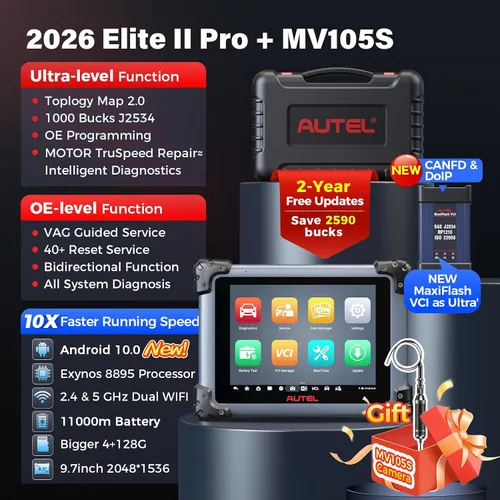 Vista 2 de Autel Scanner MaxiSys Elite 2 PRO MV105S: J2534 Programación como Ultra MS909