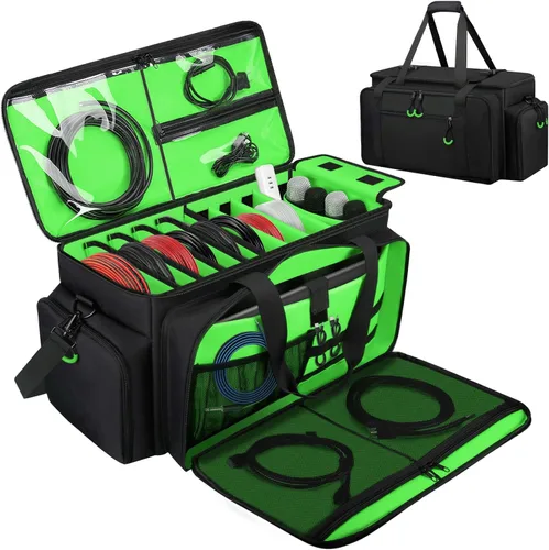 Vista 10 de Bolsa de cables Dj grande con divisores desmontables, almohadilla