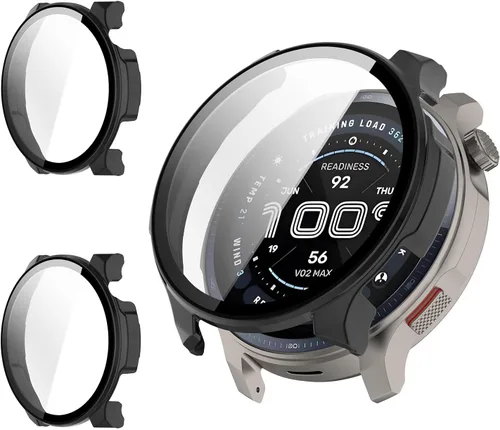 Vista 8 de Rc-Z Paquete de 2 fundas protectoras de pantalla para reloj inteligente Amazfit Balance, parachoques duro de policarbonato integrado, película