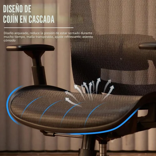 Vista 9 de ELABEST Silla de oficina de malla, silla de escritorio ergonómica para computadora, silla de tarea resistente - Soporte lumbar y reposabrazos