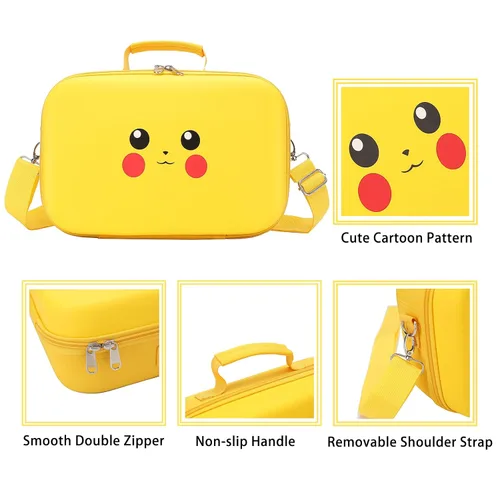 Vista 4 de Compact Hard Shell Cute Carrying Travel Case, Kawaii Yellow Storage Bag Compatible with Nintendo SwitchSwitch OLED, Portable Travel Case with strap
