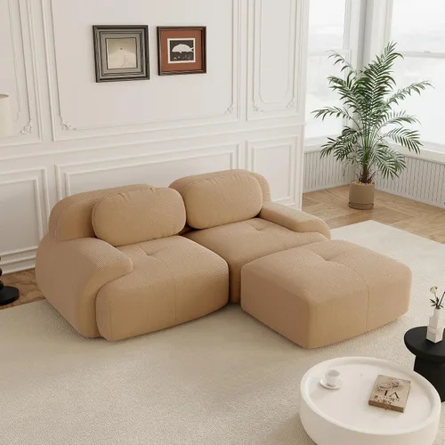 Vista 48 de Sofás modulares sin hueso de 152.8 pulgadas para sala de estar, sofá modular con diván en forma de L, cómodo asiento profundo tapizado de tela