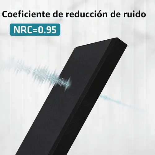 Vista 6 de Paquete de 2 paneles acústicos de fibra de vidrio de 48 x 12 x 2 pulgadas, paneles insonorizados, color negro