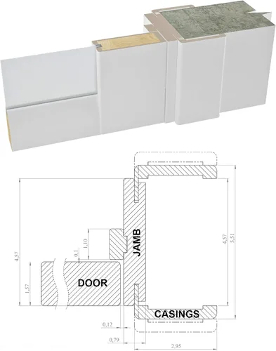 Vista 3 de SARTODOORS - Puertas dobles francesas sólidas de 36 x 84 pulgadas de vidrio transparente Lucia 2166 blanco mate Marcos de panel sólido de madera