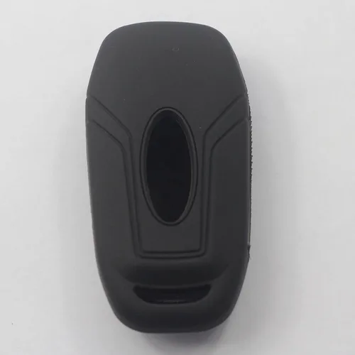 Vista 5 de 2 fundas protectoras de silicona de goma negra con 5 botones para llave de control remoto inteligente sin llave con llavero compatible con Ford 2