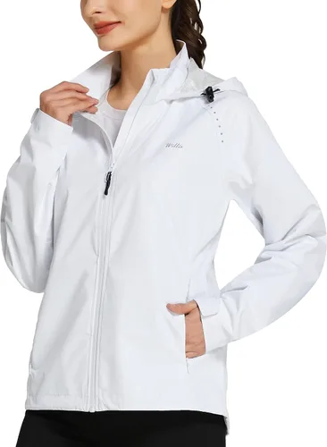 Vista 3 de Willit Chaquetas de ciclismo para mujer, chaquetas impermeables para correr, chaqueta ligera cortavientos para senderismo, plegable