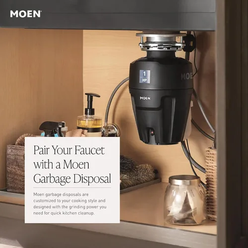 Vista 12 de Grifo de cocina Moen Essie cromado de una manija con arco alto y rociador extraíble con resorte de preenjuague con Power Clean, 87814