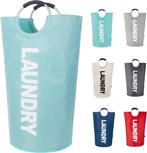 Vista 16 de Twira Cesta de lavandería grande de 90 litros, cesta de lavandería que se mantiene bien, bolsa de lavandería con asas acolchadas, contenedor de ropa