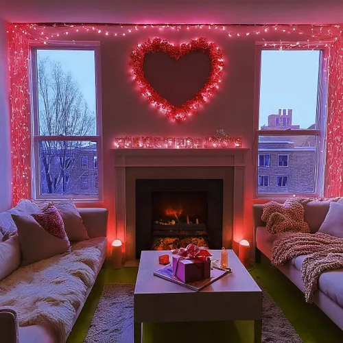Vista 2 de FULLBELL Tira de luces rojas para interiores, 8 modos de luces de Navidad enchufables para dormitorio, 33 pies, 100 LED al aire libre