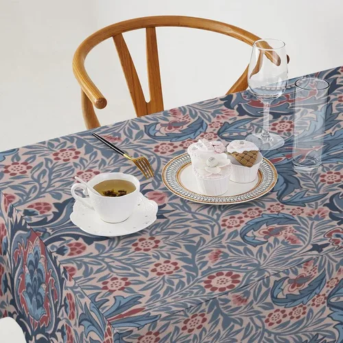 Vista 72 de Mantel Floral Retro de Pájaros, Diseño Original Bohemio William Morris Estampado Cubierta de Mesa para Hogar Picnic Fiesta Comedor Cocina William