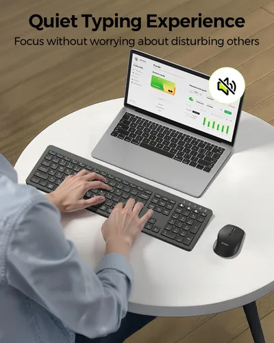 Vista 3 de seenda Combo de teclado y mouse inalámbricos para PC con Windows, laptop, Mac, iPad, Bluetooth y conexión múltiple de 3 dispositivos 2.4G, teclado