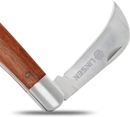 Vista 3 de Cuchillo de poda de jardín de acero inoxidable, cuchillo de bolsillo plegable para injertos, deshierbe, brotación, herramienta de corte múltiple