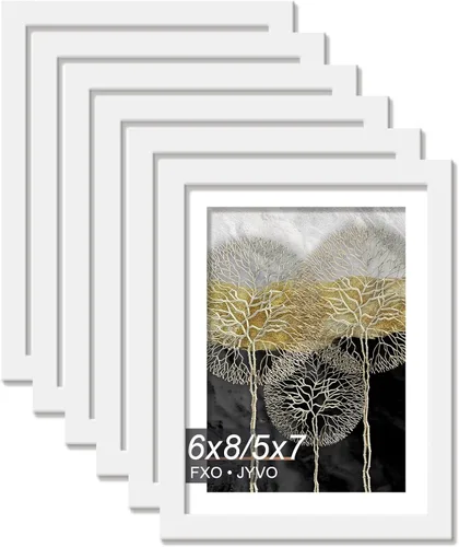 Vista 117 de Fxojyvo Marco de Fotos de 4x6, Muestra Foto de 3.5x5 con Paspartú o 4 x 6 Sin Paspartú, Liviano y de Alta Transparencia Marco de 4 por 6 para Pared