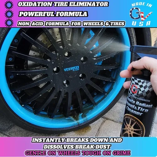 Vista 8 de GV Automotive Products Ultimate Radiant - Limpiador de llantas cromadas y rines en aerosol – Seguro, listo para usar, pule, brilla y elimina