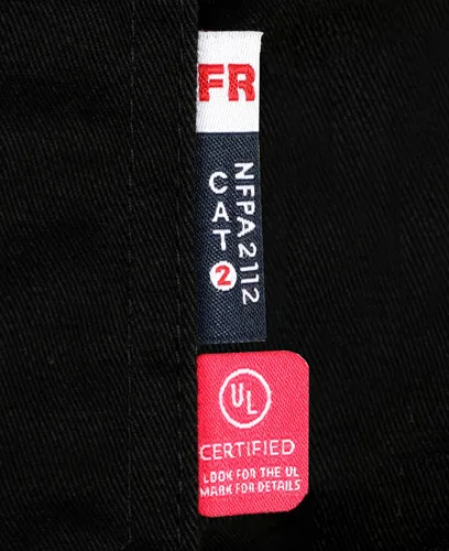 Vista 6 de BOCOMAL Camisas FR de alta visibilidad con botones de 7.5 onzas ANSI/ISEA tipo O Class1 resistente al fuego Hi Vis Refective Safety Jacket Negro