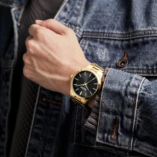 Vista 4 de BUREI Relojes para hombre de moda analógicos de acero inoxidable con movimiento de cuarzo impermeables, regalo para hombres.