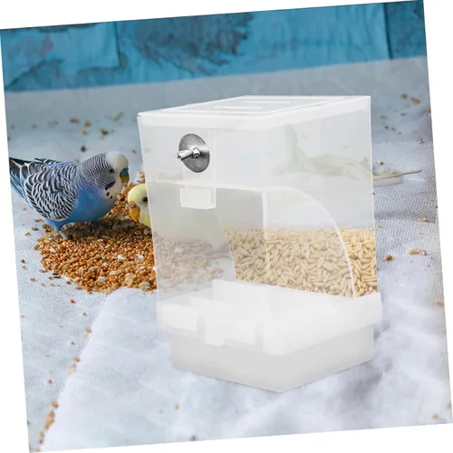 Vista 4 de STOBOK Comedero automático para pájaros sin ensuciar, accesorios para periquitos canarios, cacatúa, pinzón, periquito, semilla, contenedor