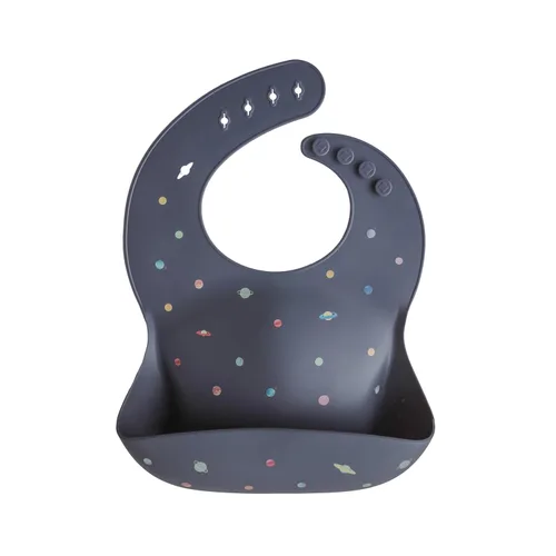 Vista 96 de Mushie - Babero de silicona para bebé, ajustable y resistente al agua (abejas) De 4 a 24 meses, lavable a máquina, correa ajustable