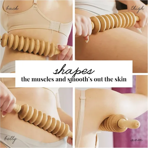 Vista 5 de Tuuli Accesorios - Rodillo de masaje de madera de disco, rodillo corporal multifuncional para celulitis, tensión muscular y apoyo a la salud