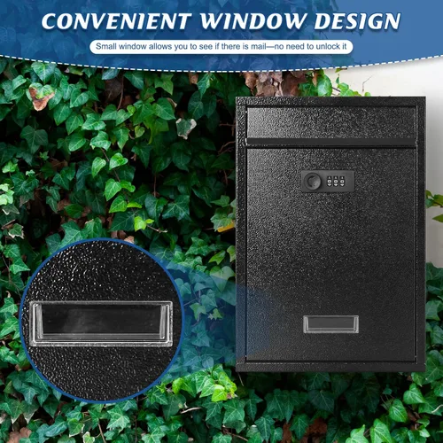 Vista 6 de KYODOLED Buzón de pared con bloqueo, buzón con cerradura de combinación para exterior, caja de seguridad para llaves de efectivo con código