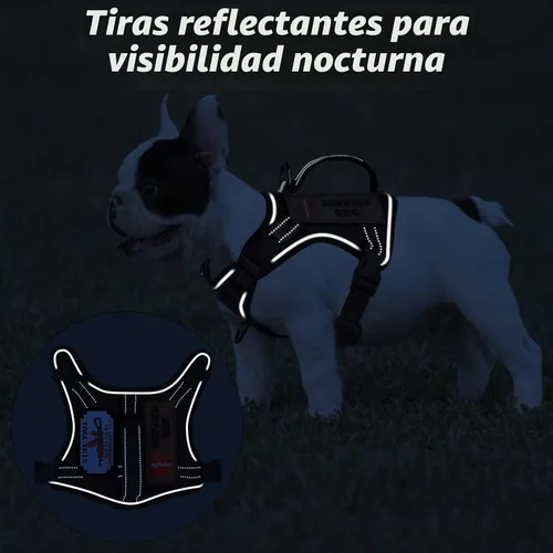 Vista 5 de Arnés táctico XS para perro, chaleco de servicio militar para perro con mango vertical, chaleco para cachorros pequeños sin tirones para Negro