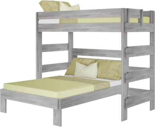 Vista 4 de Max & Lily Litera moderna de granja, marco de cama individual sobre matrimonial en forma de L para niños, madera flotante