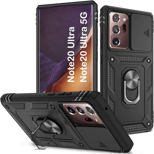 Vista 188 de PASNEW Funda militar para iPhone 13 Pro Max, cubierta de cámara deslizante y soporte de anillo de metal de 360°, carcasa rígida multicapa resistente
