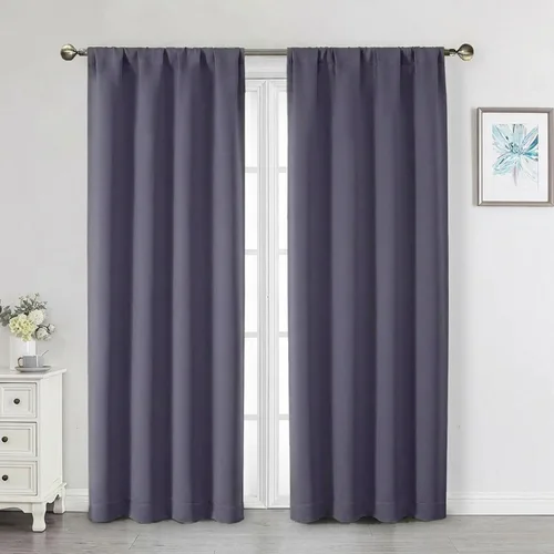 Vista 46 de Cortinas opacas para dormitorio, sala de estar, juego de 2 paneles de 54 pulgadas de largo, cortinas de oscurecimiento de habitación con aislamiento