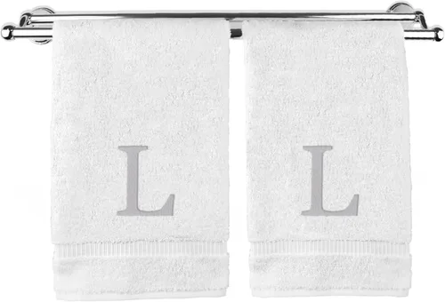 Vista 108 de Toalla de mano monogramada, regalo personalizado, juego de 2 - Toalla bordada con letra de bloque dorada - Extra absorbente 100% algodón turco