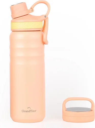 Vista 9 de GrandTies Botellas de agua deportivas de acero inoxidable con 2 tapas – Boca ancha aislada al vacío reutilizable a prueba de fugas sin BPA, Cantín