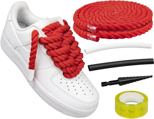 Vista 10 de Endoto Cordones de cuerda para Air Force 1, agujetas gruesas y voluminosas para zapatos deportivos AF Azul bebé