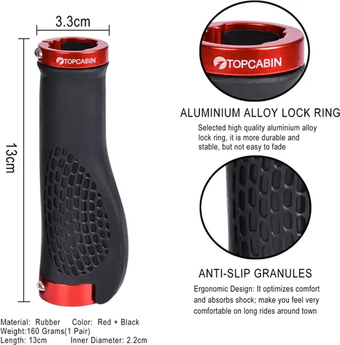 Vista 2 de Puños ergonómicos de manubrio de bicicleta, de Topcabin, con amplia superficie de agarre