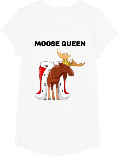 Vista 14 de Moose Queen Camiseta para niñas amantes de los alces Camiseta de alce para mujer, Blanco