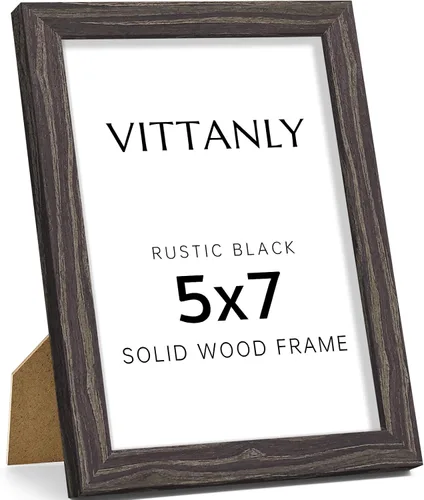 Vista 177 de Vittanly - Marco de fotos de 4 x 6 pulgadas de madera maciza con plexiglás, incluye paspartú de 3,5 x 5, para colgar en la pared o poner sobre una
