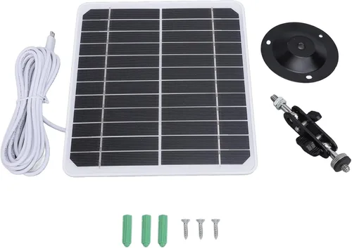 Vista 8 de AUNMAS Panel solar monocristalino de 20 W para cámara de seguridad al aire libre, 5 V, impermeable, ajustable, montaje en pared con cable de 9.8 pies