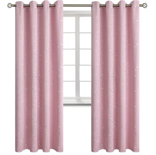 Vista 106 de BGment Cortinas opacas para dormitorio infantil, con aislamiento térmico, con ojales, estampado de estrellas plateadas, cortinas para oscurecer