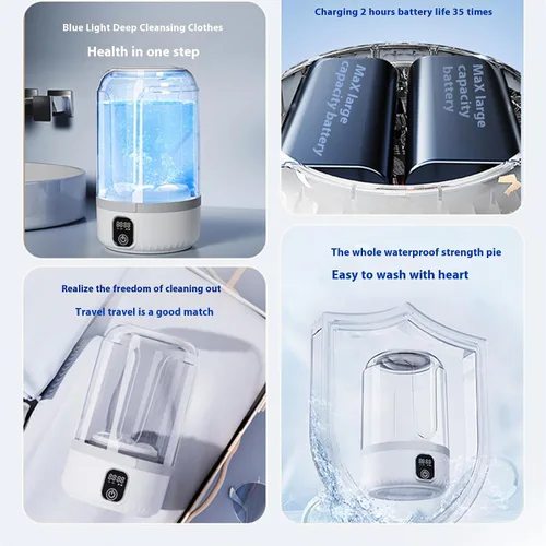 Vista 4 de Lavadora de mano recargable para viajes Uso doméstico 7000mAh Batería Ropa delicada Ropa de bebé Accesorios