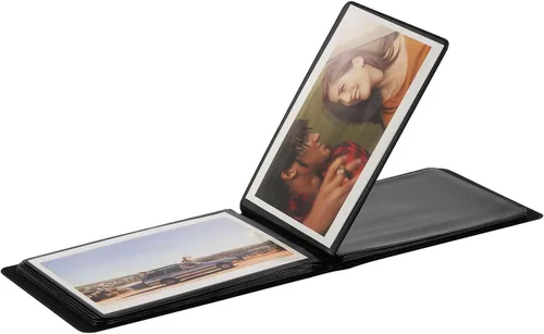 Vista 4 de Álbum de fotos pequeño de 4 x 6 pulgadas con capacidad para 28+1 fotografías horizontales, mini libro de fotos de capacidad con cubierta de cuero