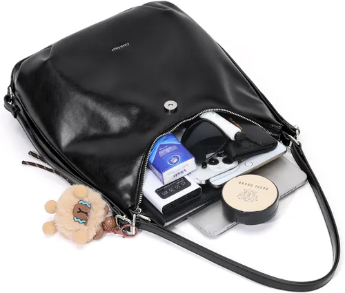 Vista 8 de Bolso de hombro para mujer, bolso de mano de cuero estético, bolsa de mensajero linda mochila Hobo para el trabajo