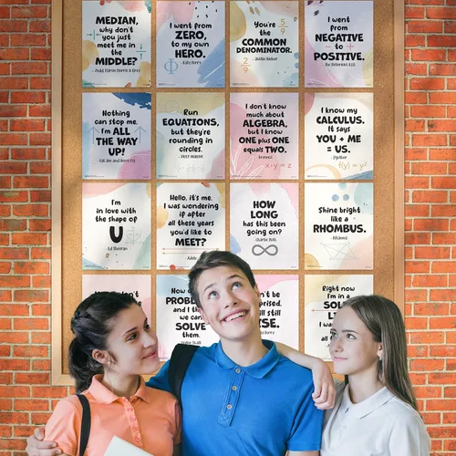 Vista 4 de Decorably 16 divertidos carteles matemáticos para decoración de aula