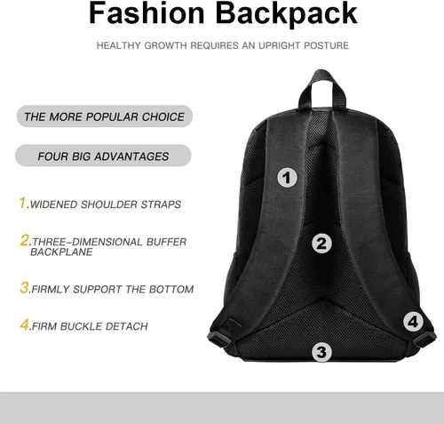Vista 4 de Mochila ligera de dibujos animados de 17 pulgadas para viajes casuales y regalos, divertida idea de regalo de cumpleaños para fanáticos del anime