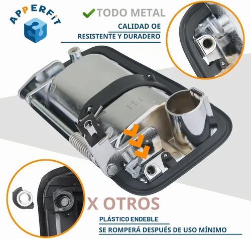 Vista 3 de APPERFiT Manija de Puerta Externa Completamente Metálica (Cromada) Compatible con 1995-2000 Chevrolet Chevy Tahoe Suburban C1500 C2500 C3500 K1500